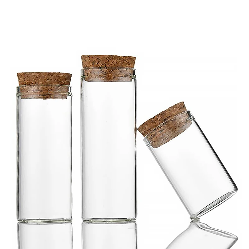 Wholesale Borosilicate 30ml 40ml 50ml 60ml 80ml 100ml Clear Tubular Vial Glass Test Tube Vial With Cork Stopper