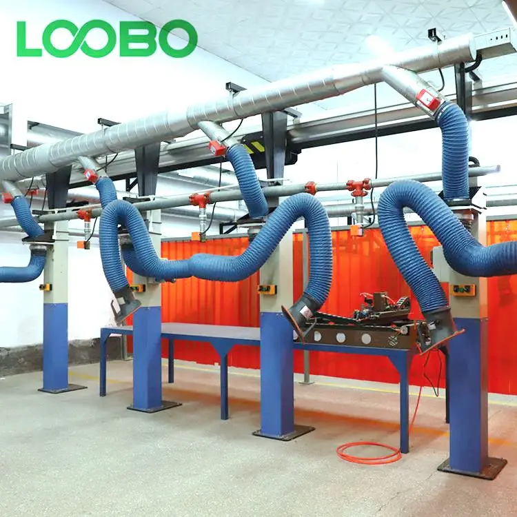 flexible welding fume extraction arm with hood,LB-JYB wall mounted gas and exhaust extractor suction arm