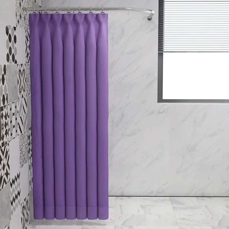 Plain color polyester shower curtain bathroom waterproof high grade fabric bathroom curtain