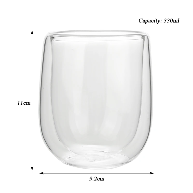 Custom Logo 330ml Double Wall Tumbler Glass Cup High Borosilicate Wholesale Glass Mugs High Quality Tea Coffee Glasses