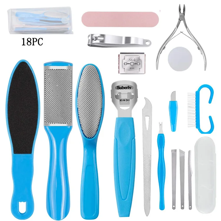 Convenient Assistant 18 in 1 Set Nail File Set Foot Nail Clippers Set Foot Beauty Tools Stainless Steel for People Toe Salon
