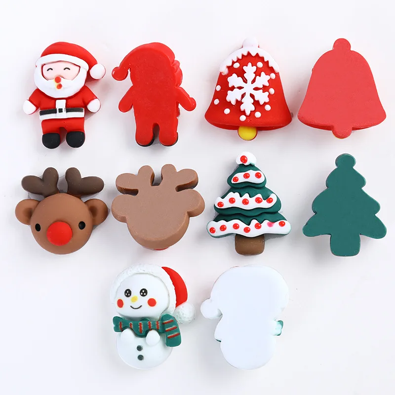 Декоративные милые Diy пластыри Mini Kawaii имитация кабошонов рождественская елка колокольчик Санта-Клаус подвески из смолы с плоским