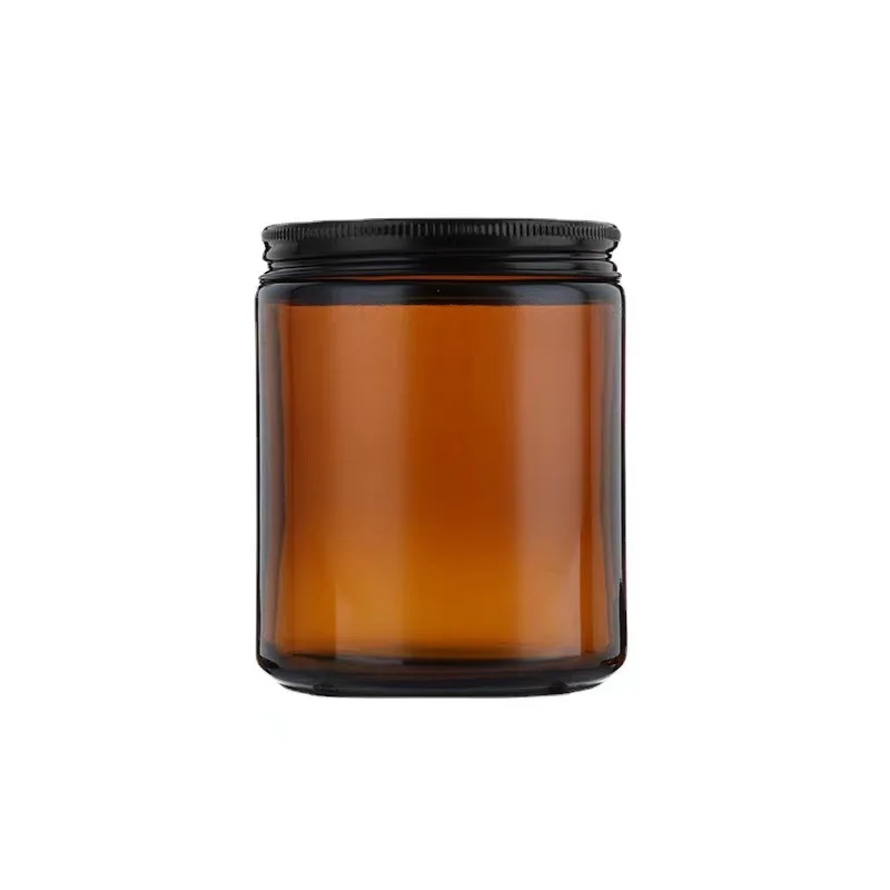 Hot Selling 270g Round Wide Mouth Large Amber Glass Jar with Screw Top Lid