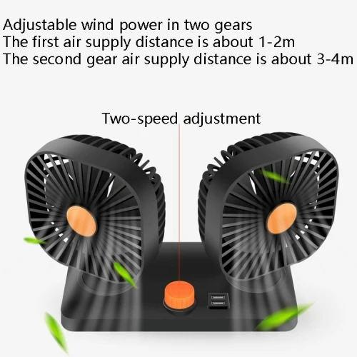 Car Electronic Fan Mini USB 12V/24V Single Double Head Air Cooling Fan