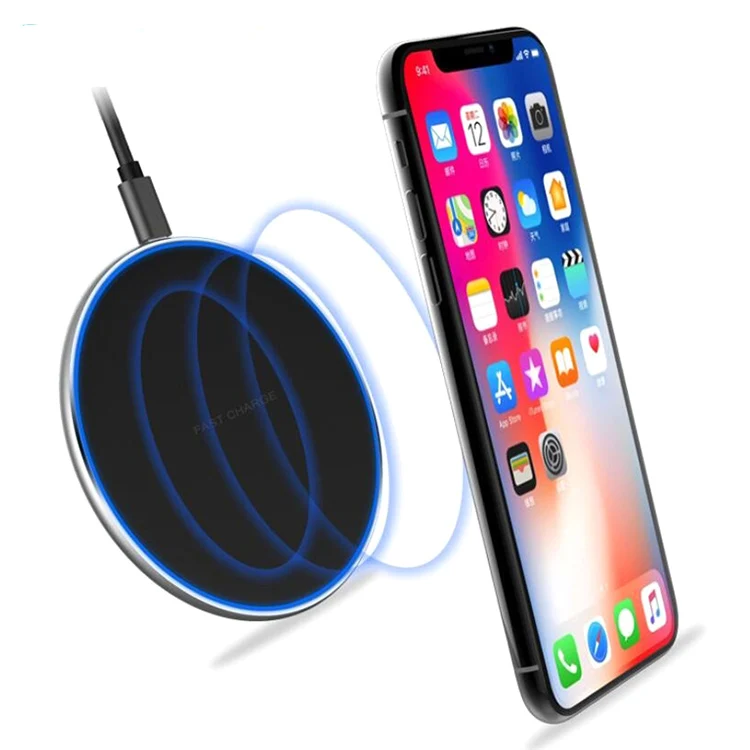 Universal led light Wireless Charger Pad Fast Charging Wireless Charger compatible for mobile phone and earphone