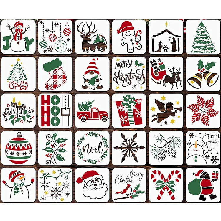 Рождественские трафареты на заказ, трафареты, Рождественское украшение, лазерная резка, сделай сам, шаблон, трафареты для рисования животных