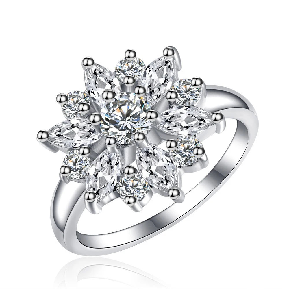  Cheap Elegant Woman Jewelry Sun Flower Zircon Engagement Finger