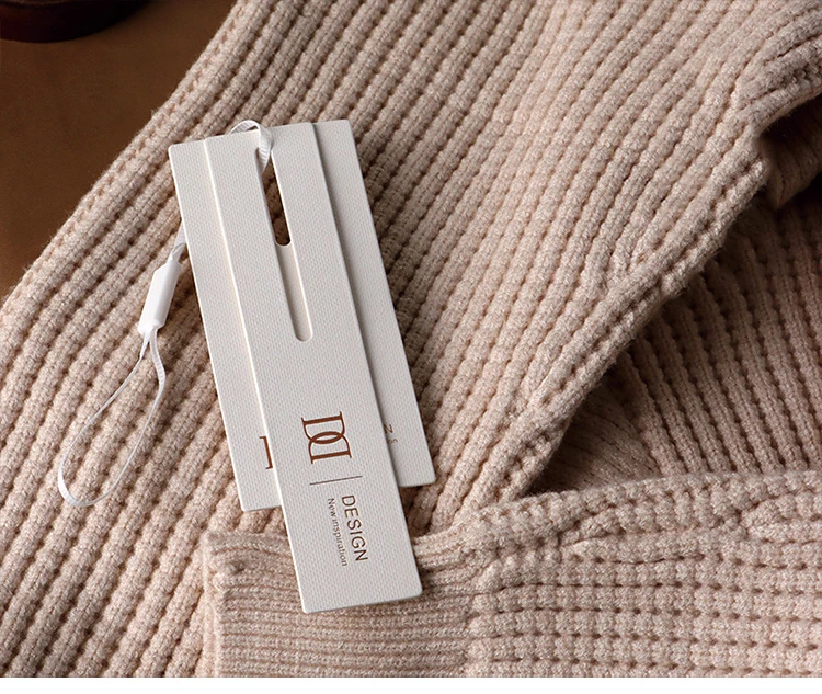 Custom Printing Brand Name Logo Clothing Out Swing Garment Labels Die Cut Hang Tag Embossed Paper Hangtags