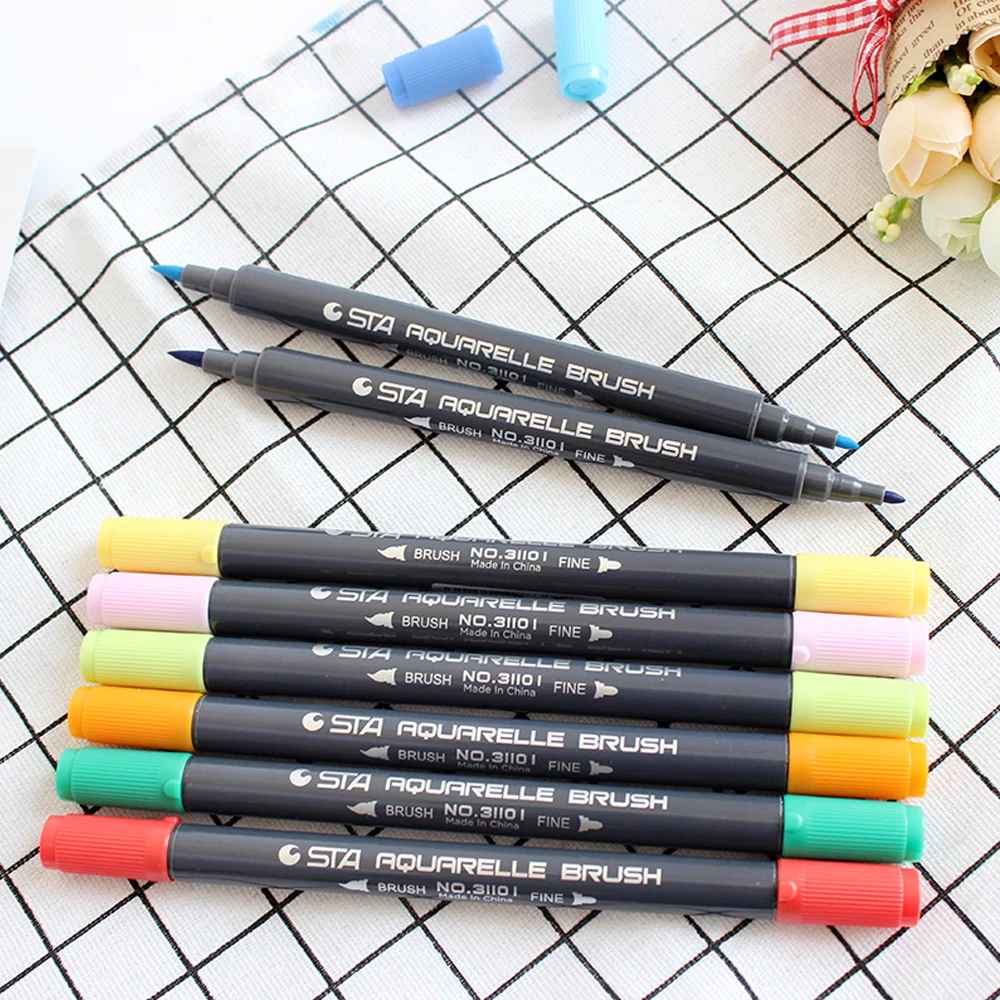 STA Factory new design water color markers 24colors drawing water color brush pen for kids