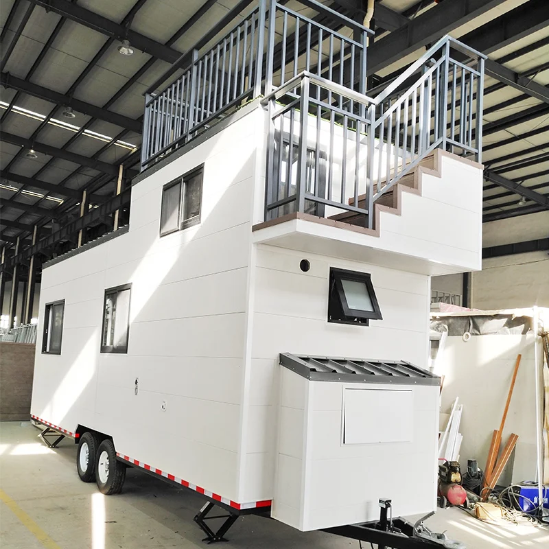 Light Steel Prefabricated Luxury Tiny House on Wheels and 3 Bedroom Micro Prefab Cabins With Trailer for EU/AU/USA