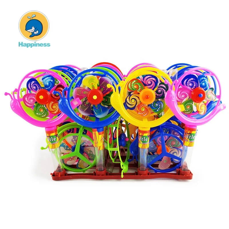 hot sell colorful snail windmill toy candy