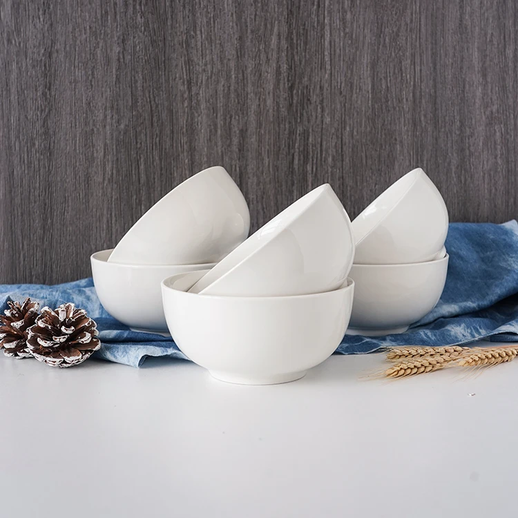 Simple style high quality round mouth practical white porcelain bowl
