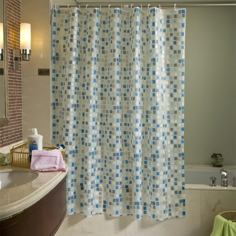 Heave duty printed Water Proof with metal eyelets on top Bathroom PVC Plastic Shower Curtain