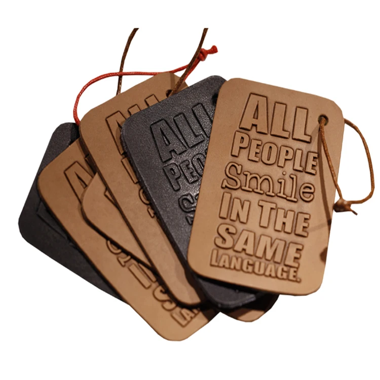 Customized Personal Leather HangTag Embossed Brand Logo Faux Genuine Leather Luggage Tag Luggage Leather Tags