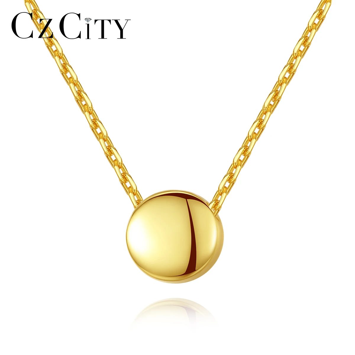 CZCITY High Quality Simple 18K Gold Plating Pendant Necklaces 925 Sterling Silver Women Jewelry