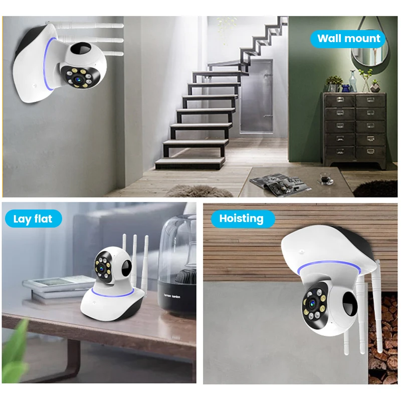 Hot Selling Smart Net Home Security 1080P V380 IP Camera Robot Baby Room CCTV Babi Camera De Surveillance 3 Antennas