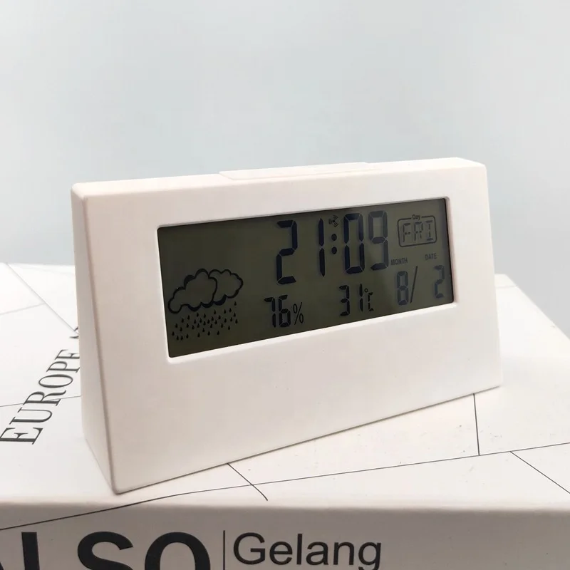 weather station display alarm clock promotional household Temperature Indicator with humidity LCD table clock LOGO custom