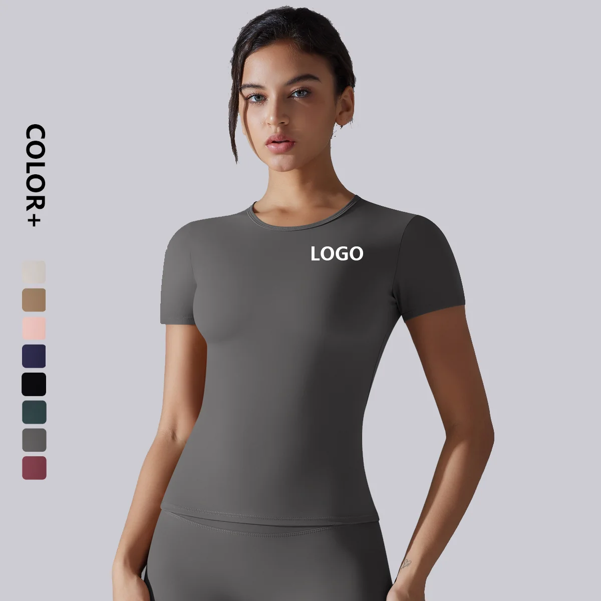 Custom Logo Women Short Sleeve Compression Comfortable Lightweight Yoga T Shirt Fitness Crop Tops