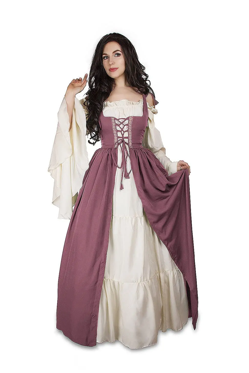 Medieval Vintage Party Dress Cosplay Costumes Women  Noble Long Robes Retro Flare Long Sleeve Bandage Princess Dresses
