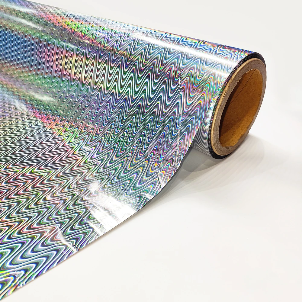 holographic aluminum 14 micron heat transfer stamping laser foil roll for leather and HTV