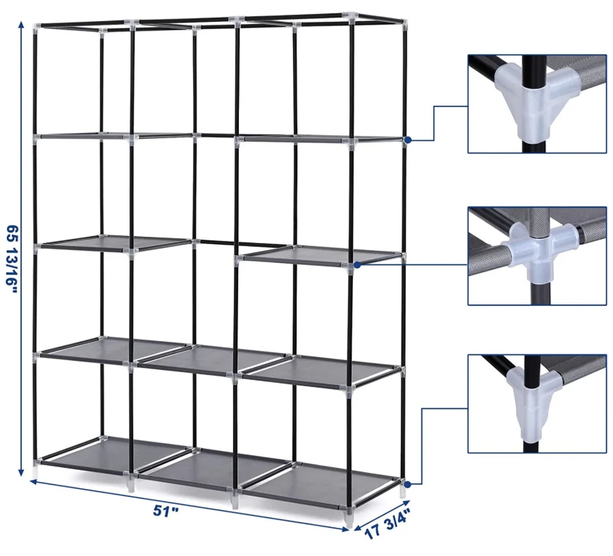 
Non-Woven Fabric Wardrobe Portable wardrobe closet strong metal frame big capacity wardrobe for home 