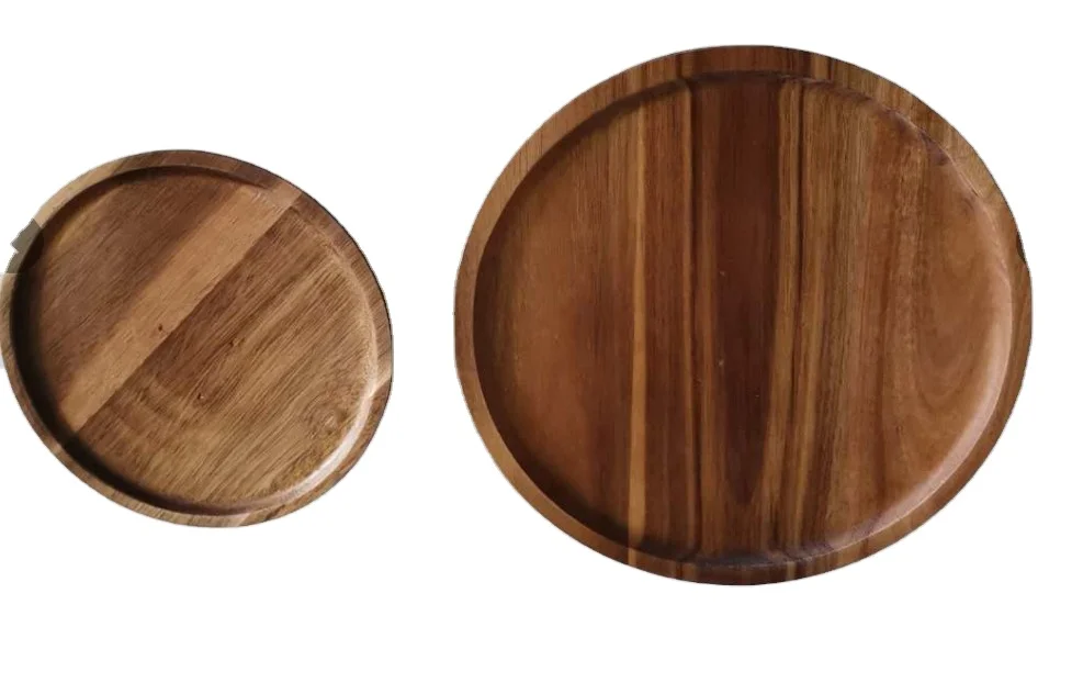 Creative Natural Customized Home Hotel Wedding Party Acacia Wooden Cake Dessert Food Display Serving Stand Plate Tray