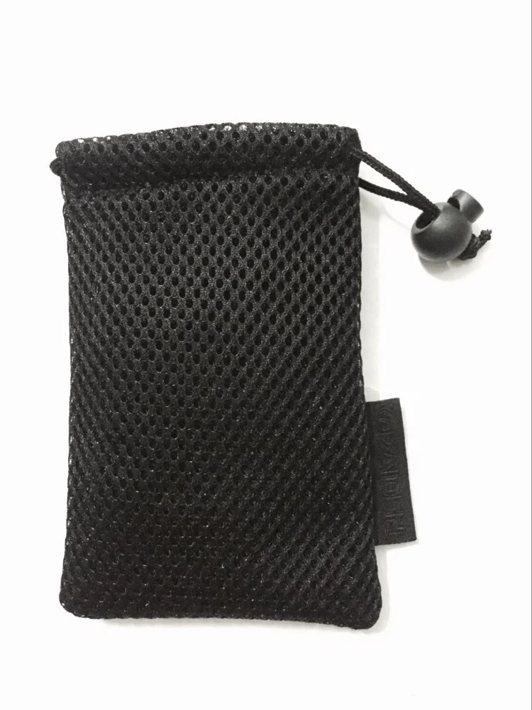 Durable black small nylon mesh gift bag/small drawstring mesh bag
