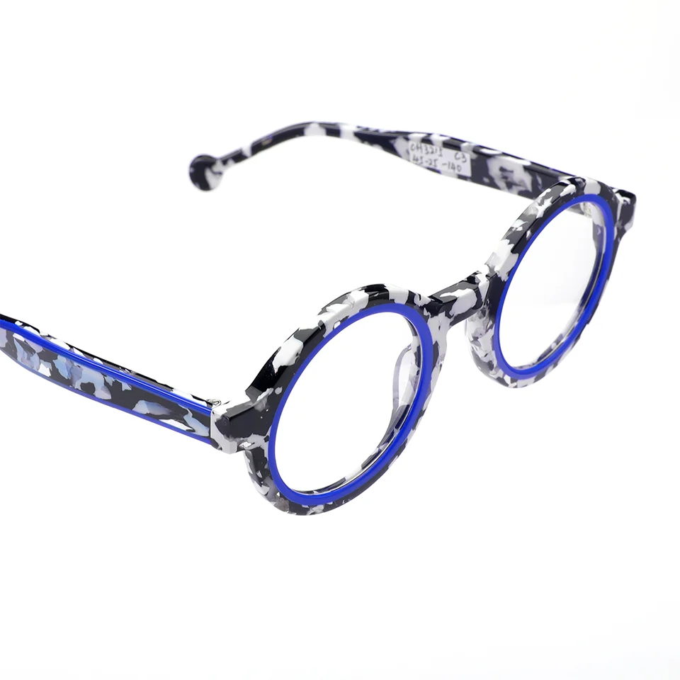 Trendy Stylish Men Ladies Women Round Eyewear Frames Lamination Pure Acetate Eyewear Glasses Optical Frames