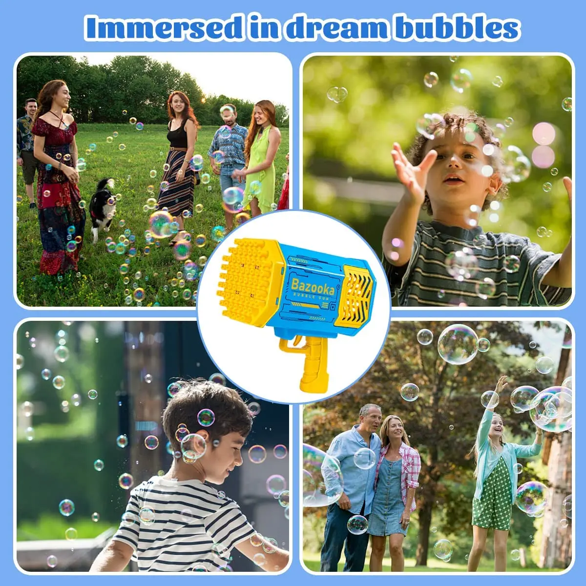 Hot Selling 69 Holes Bubble Bazooka Gun Automatic Bubble Launcher Blaster Machine Blower Maker Gun Outdoor Summer Toy Gun