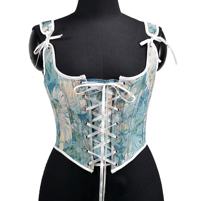 2023 Corset Tops for Women Rococo Cropped Tank Tops Lace Up Corset Bustier Elegant Baroque Corset Belt Overbust Lingerie