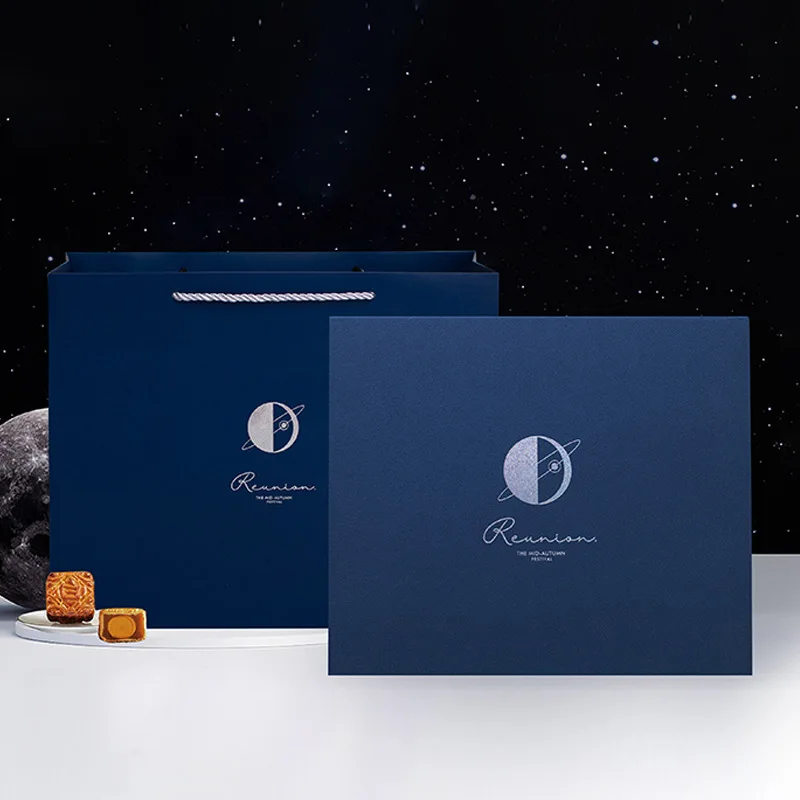 Hot sale star and moon dark blue printing high-end gift moon cake packaging box