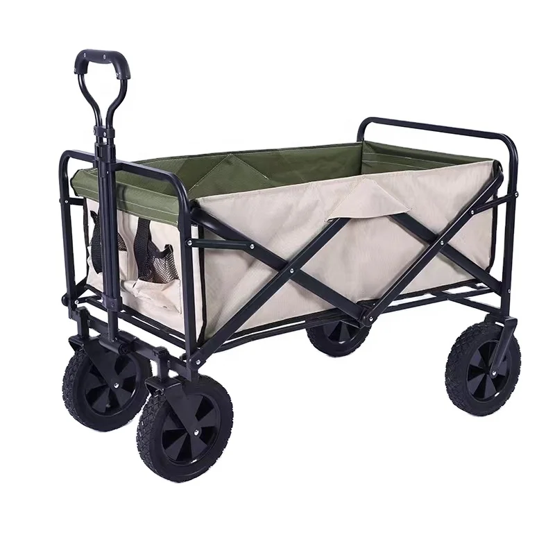 Customized Sturdy Steel Portable Folding Trolley Cart Beach Camping Garden Collapsible Wagon Trolley Cart