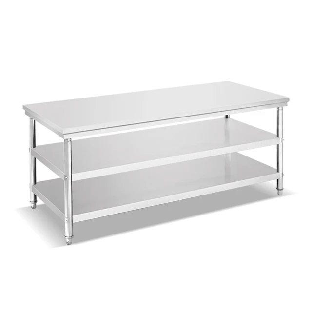 Restaurant Customized Kitchen Equipment Wholesale 304 Stainless Steel Work Bench Detachable 3 Tiers Working  Prep Table