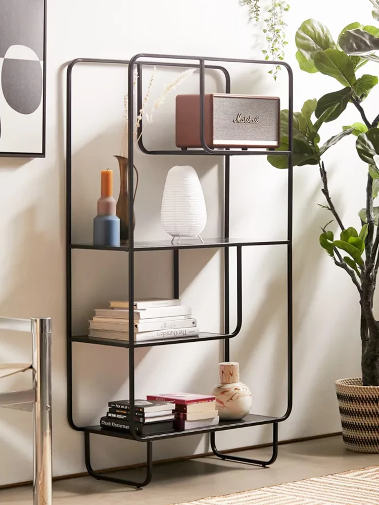Home Decor Partition Metal Bookshelf Multilayer Storage Curved Cube Display Rack wide large Bookcase Bookshelf