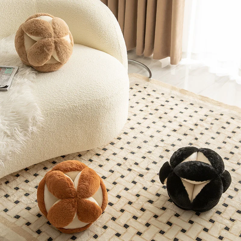 Vintage embroidered ball shaped plush pillows with hand sewn concealed seam sofa sample rooms for simple pillows