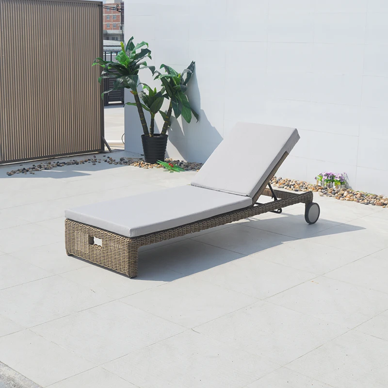 Modern Outside Lounger Chair Garden Outdoor Terrace Resort Hotel Poolside Villa Furniture Wicker PE Rattan Sun