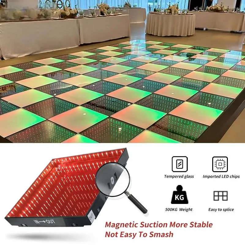 Mitushow Sale Display Panels Ip62 Waterproof Dmx Infinity Magnetic Interactive 3D 3D Led Dance Floor