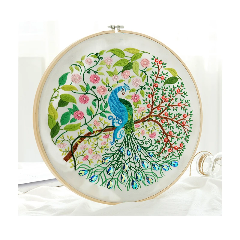 
DIY Embroidery Kits for Beginners Full Range Handmade Cross Stitch Kits Needlepoint Crafts for Adults with Peacock Patterns 