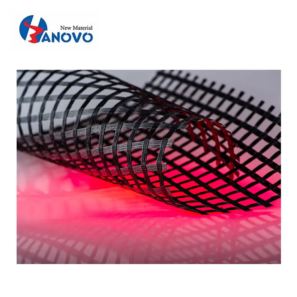 High modulus of elasticity biaxial fiberglass geogrid with high adhesion strength pavement Reinforcement