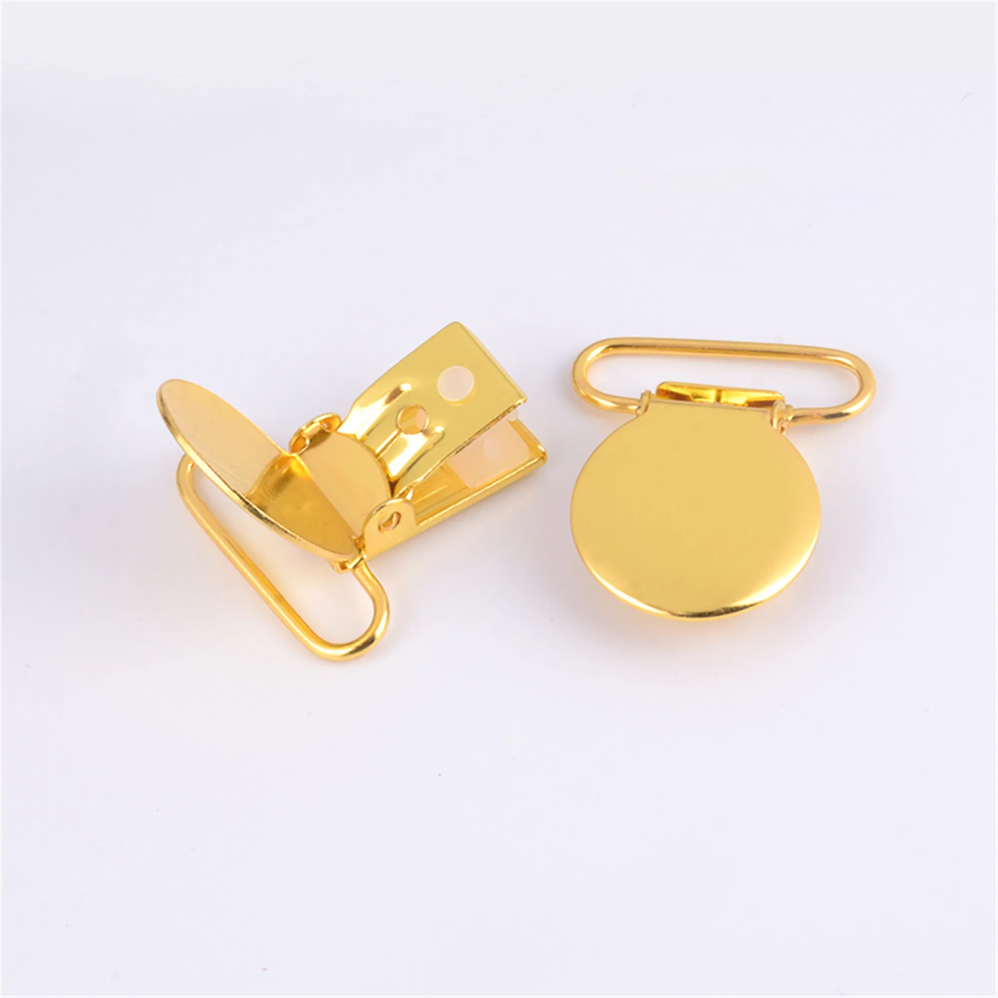 25mm Gold Color Round Suspender Clip Metal Pacifier