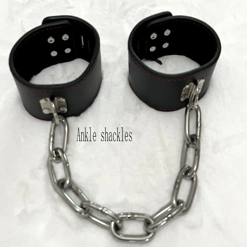 New Leather Stainless Steel Pipe Cuffs Adult Female Pleasure Toys Women Men Slave Bdsm Sex Toy