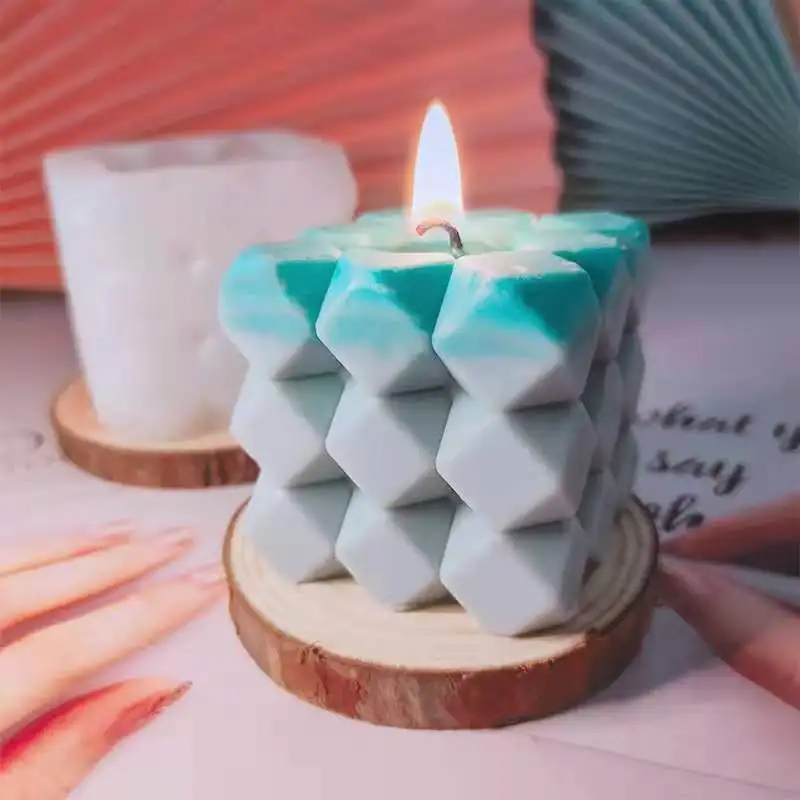 Rubik Cube Candle Silicone Mold Handmade DIY Knot Pyramid Triangle Shaped Candle Mold for Soy Wax Soap Candle Tool