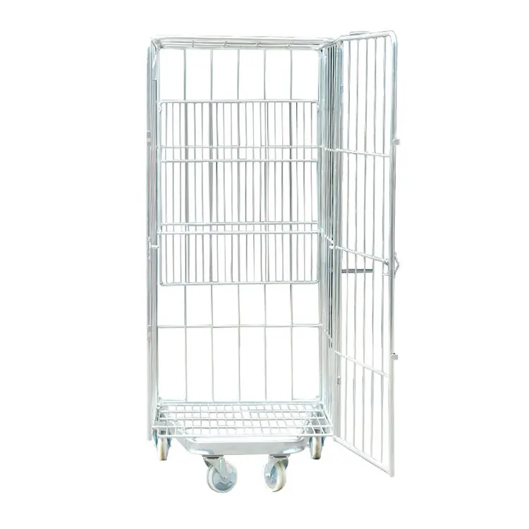 Laundry supermarket transport durable folding mesh trolley with oem service