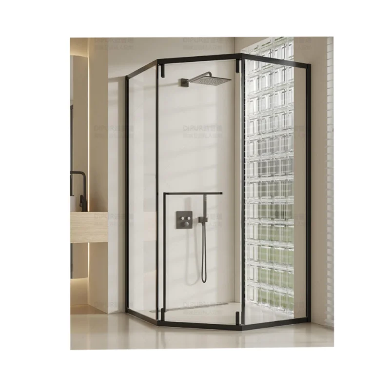 China Modern Design Glass Shower Room Swing Bathroom Glass Shower Doors Shower Cabin Simple Rectangle Straight Aluminium Alloy