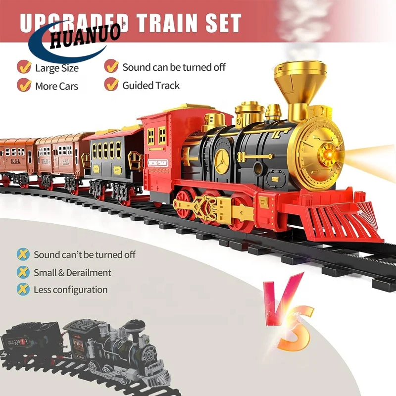 Boys And Girls Play Game Children Gift Kids Cars Tracks Toy Spray Electric Toy Train Railway With Light And Sounds