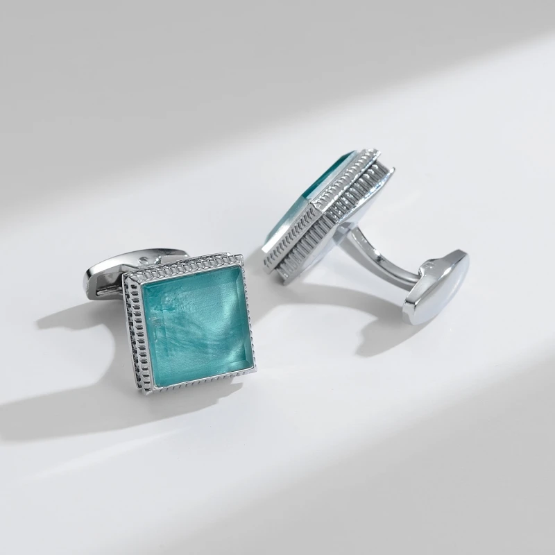 Daili Wholesale Colorful Large Cufflinks High Quality Blue Diamond Cufflinks Zinc Alloy Square Cufflinks for Men Shirt