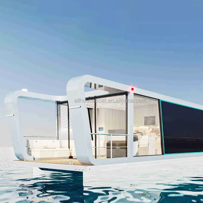 Allhouse Hot Sale Floating Trailerable Houseboats Mini Houseboat Kit Aluminium Hull Aluminum Pontoon House Boats