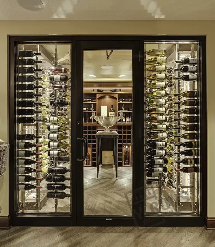 Modern luxury Wall mounted wine rack with glass holder bar cellar wall large  wine rack for wine storage or hotel