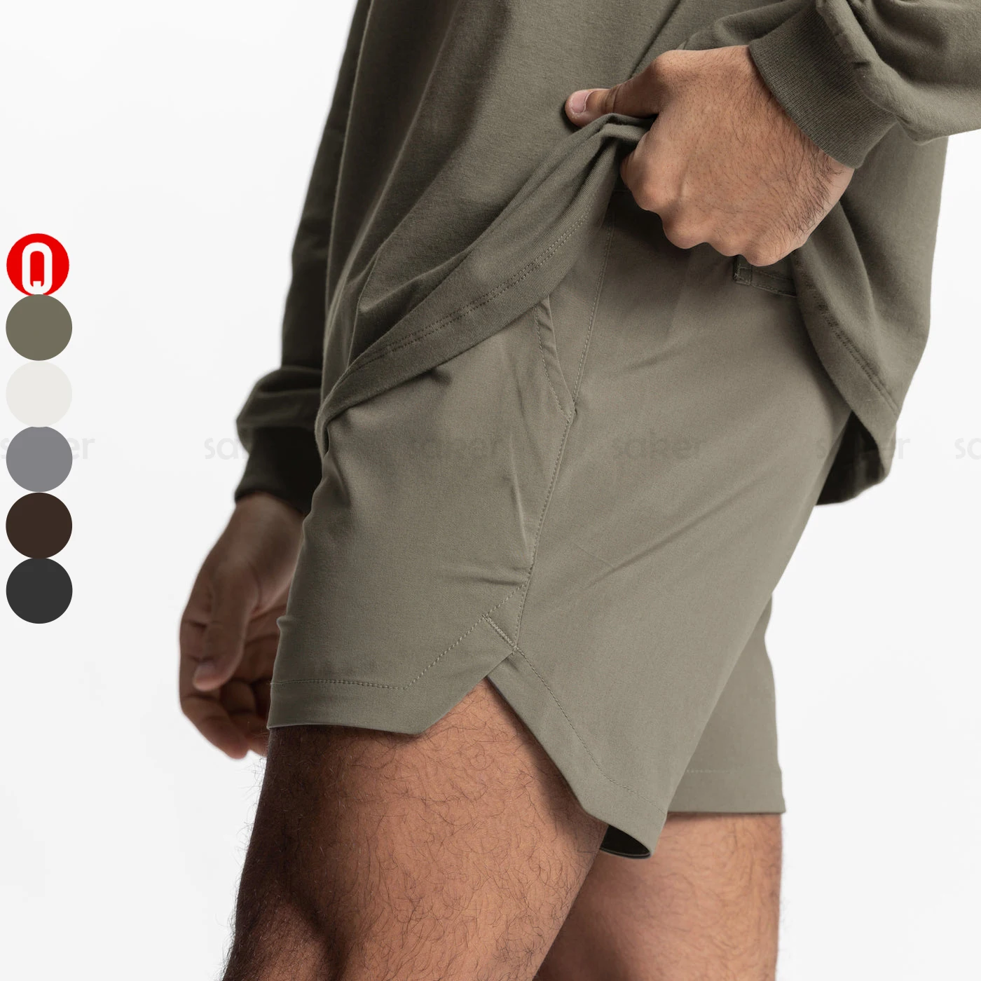 Wholesale summer men camo/solid sport shorts with inner pocket athletic workout running quick dry fitness shorts pants for men