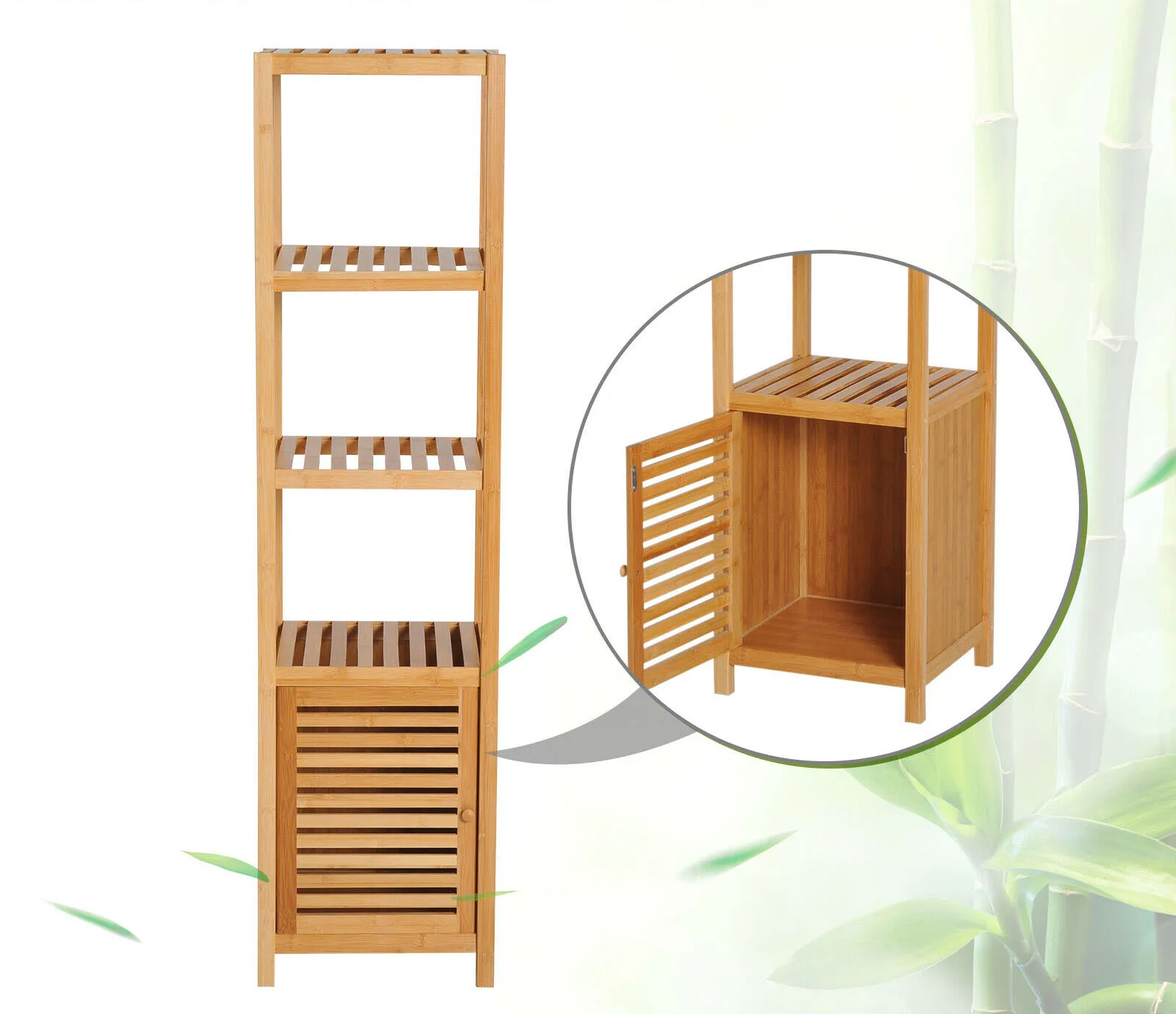  Bamboo Wooden Rack Bathroom Kitchen Storage Organizer Shelves Shelf bathroom